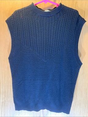 Free People Crew Neck, Black Sleeveless Sweater - Size M